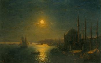 Ivan Constantinovich Aivazovsky : A Moonlit View of the Bosphorus